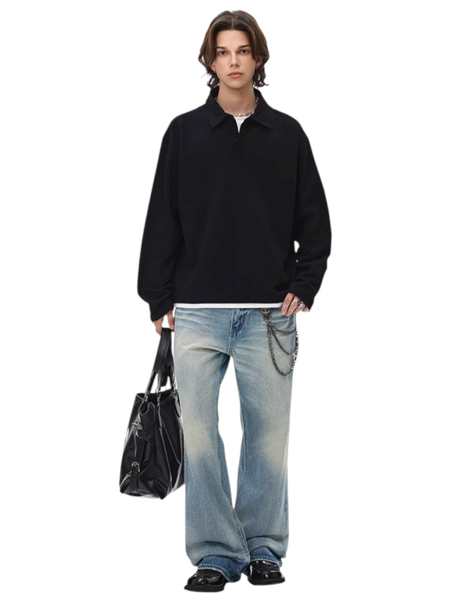 [BLAEXIT] BLAEXIT LAYERED-COLLAR POLO SHIRT J0146