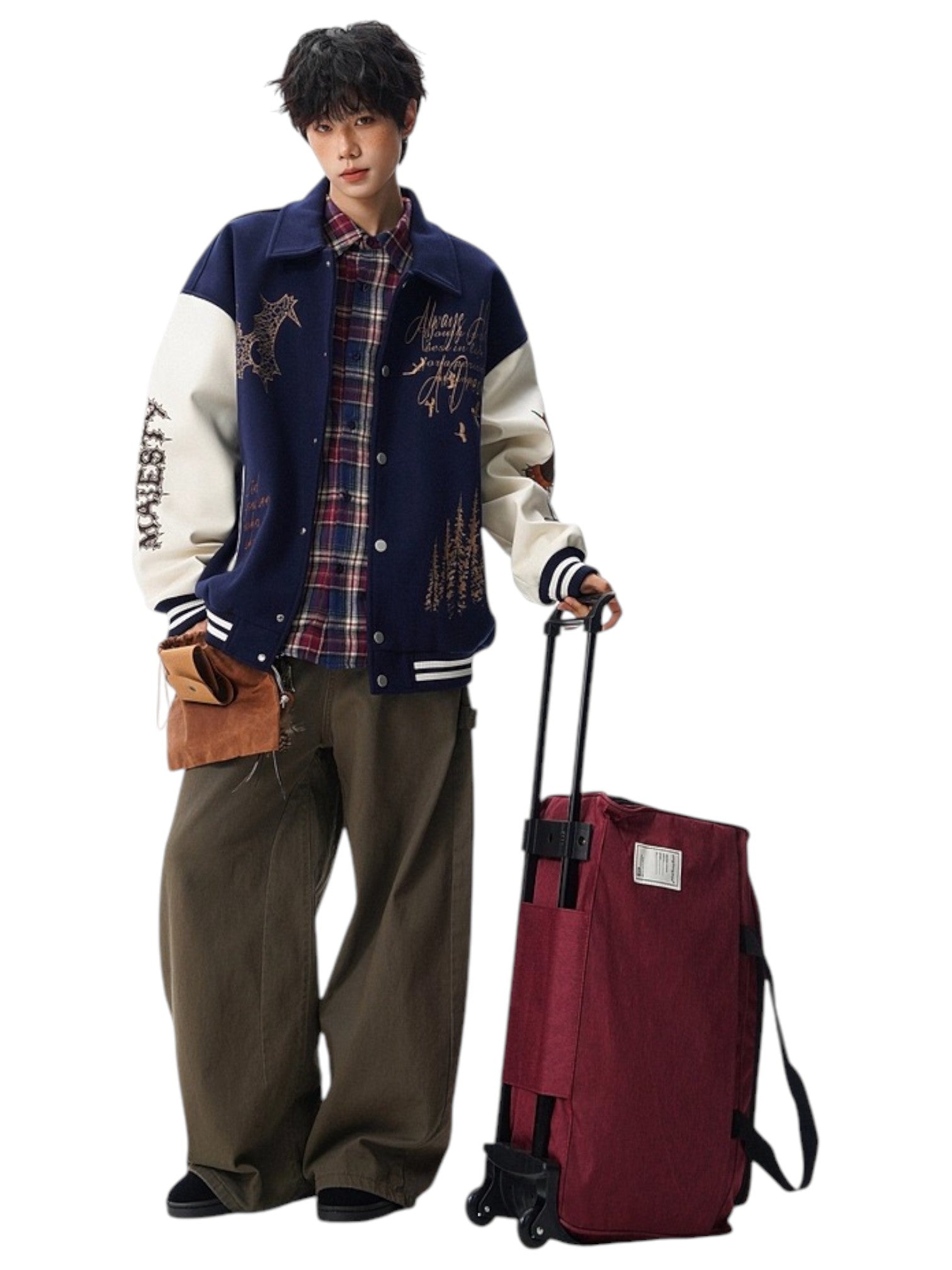 [W.K] PATCHED VARSITY EMBROIDERED JACKET T0182