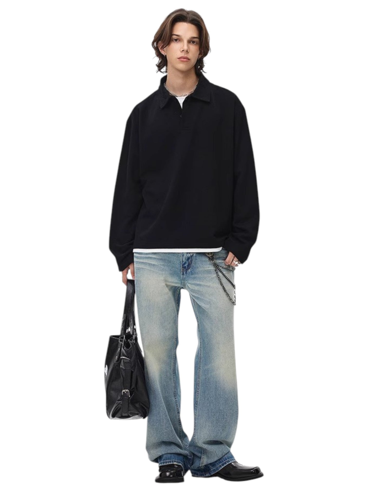 [BLAEXIT] BLAEXIT LAYERED-COLLAR POLO SHIRT J0146