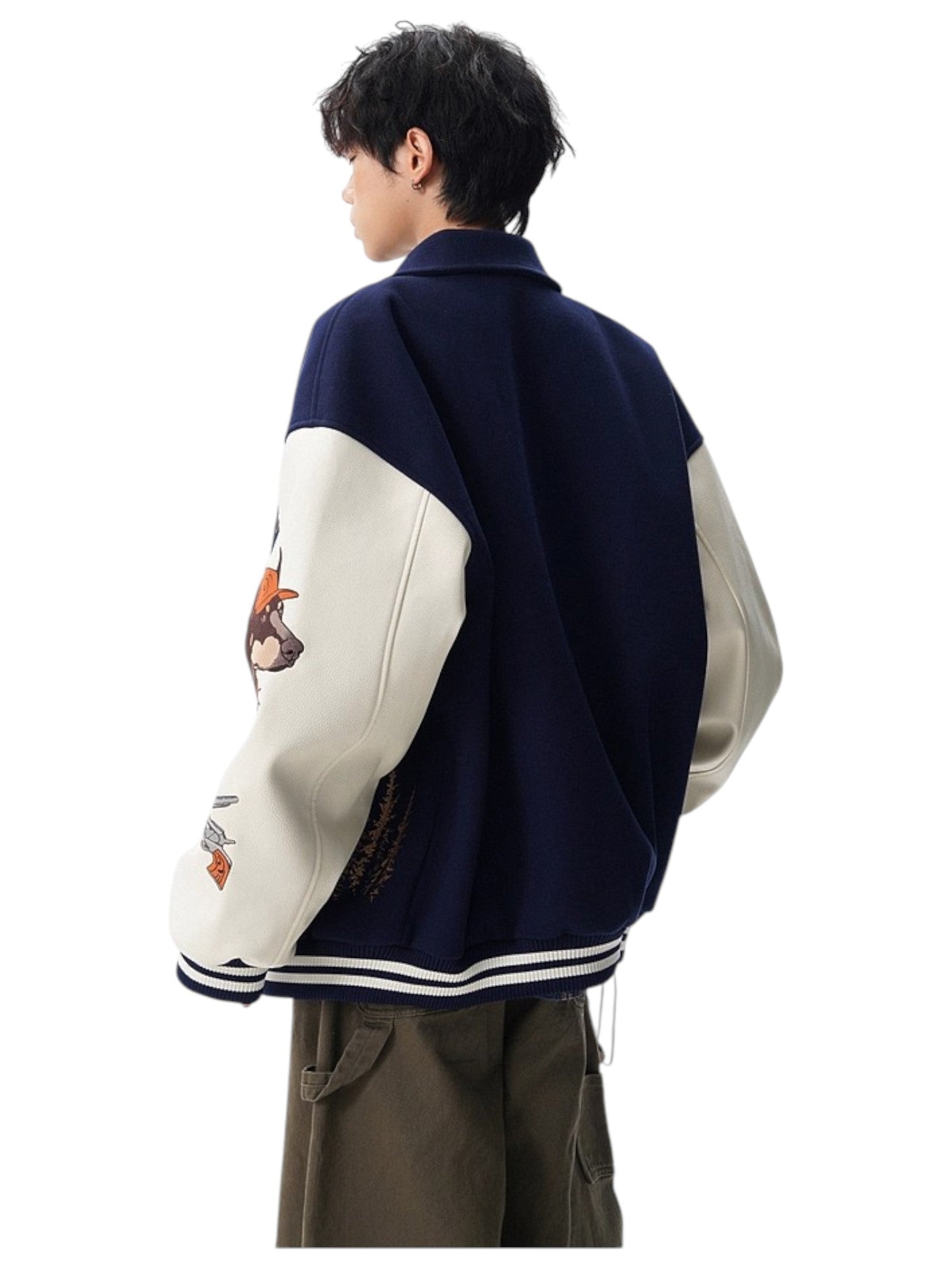 [W.K] PATCHED VARSITY EMBROIDERED JACKET T0182