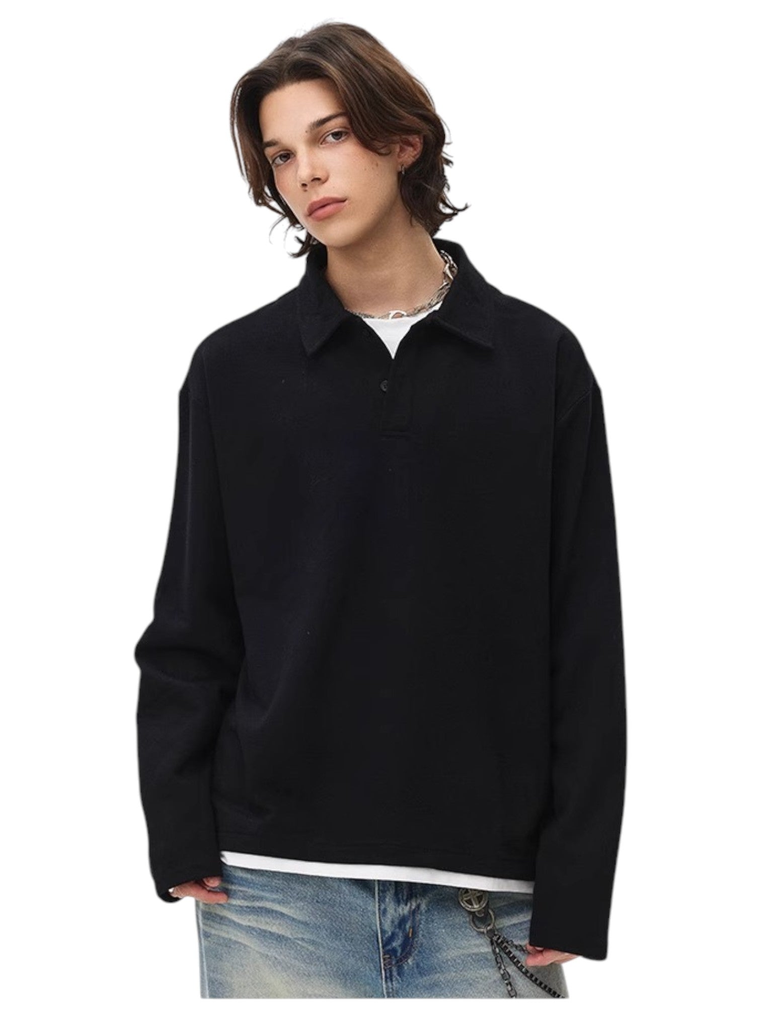 [BLAEXIT] BLAEXIT LAYERED-COLLAR POLO SHIRT J0146
