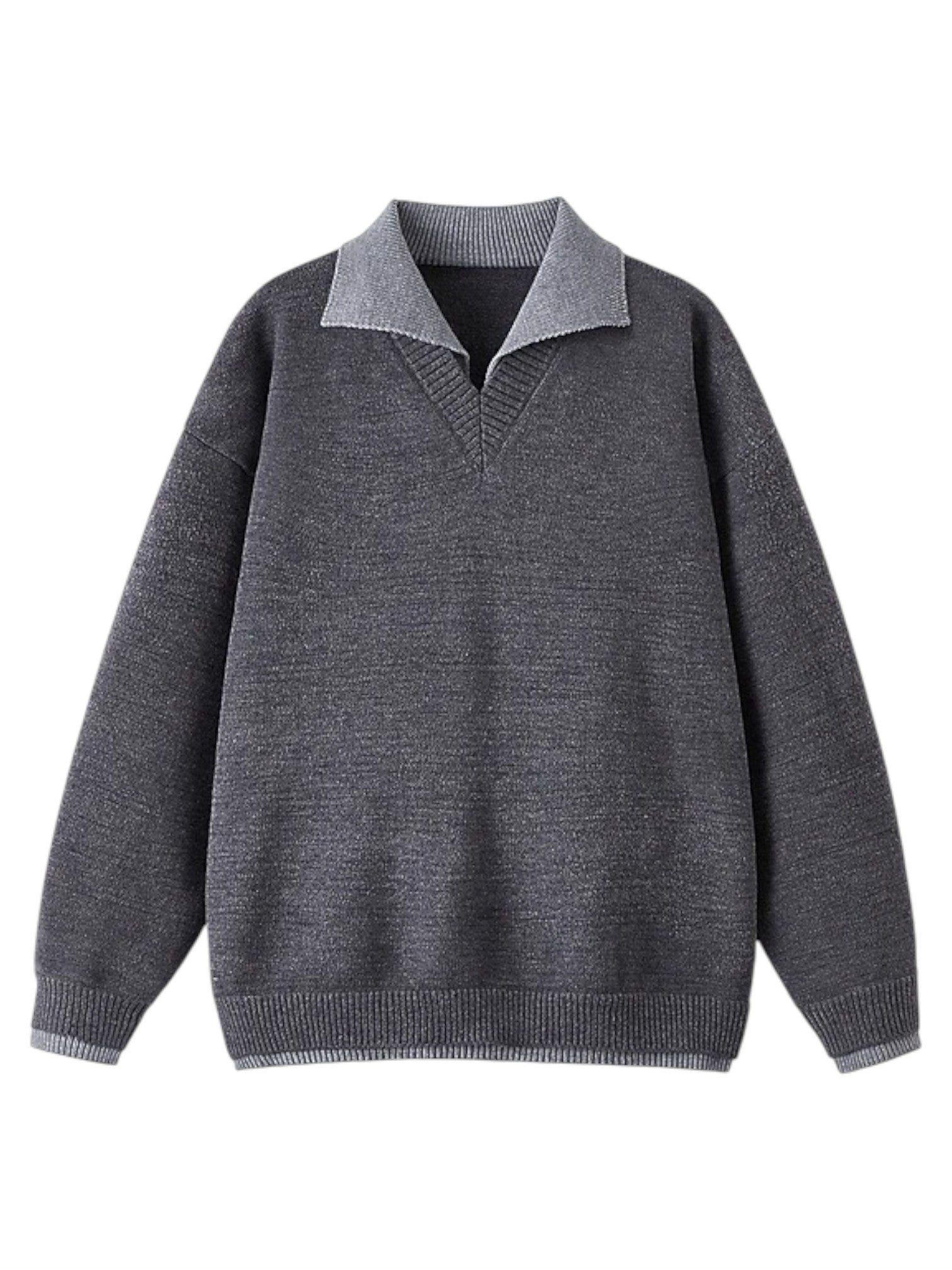 [W.K] CONTRAST-COLLAR POLO KNIT S0075