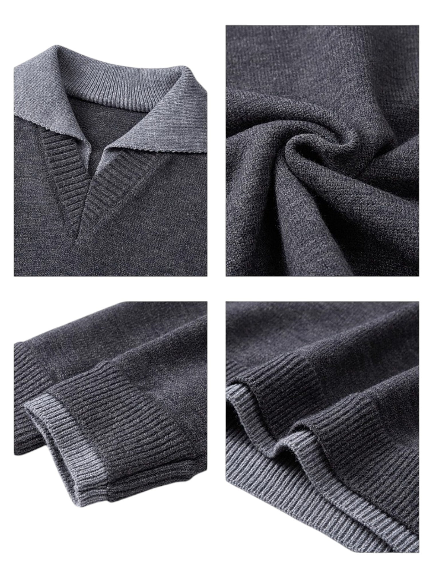 [W.K] CONTRAST-COLLAR POLO KNIT S0075