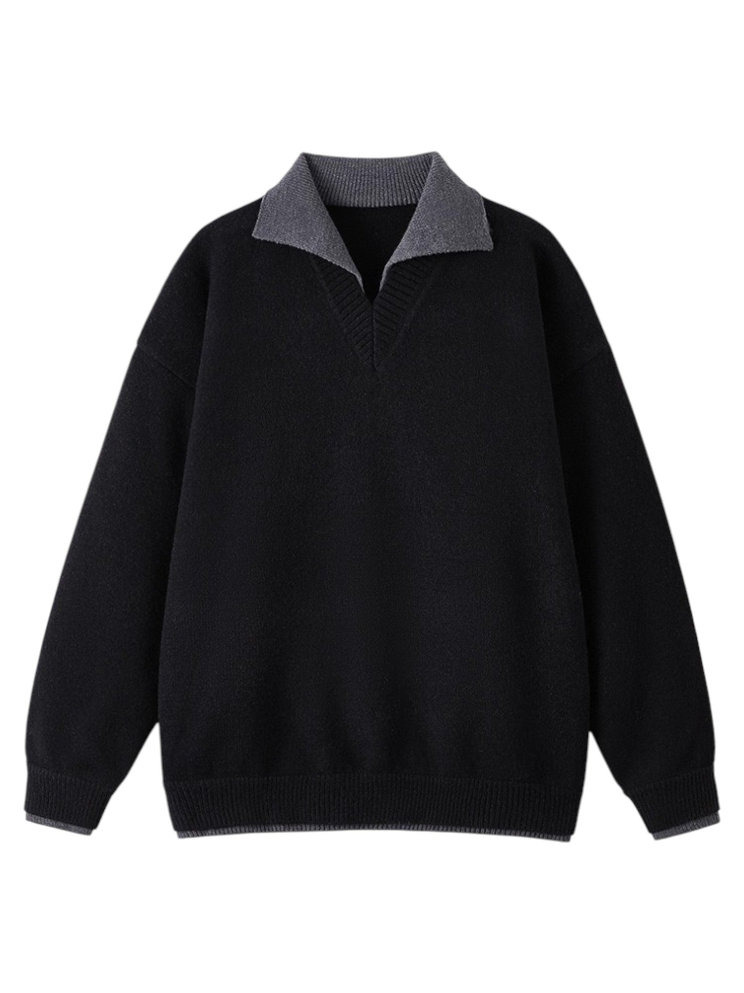 [W.K] CONTRAST-COLLAR POLO KNIT S0075