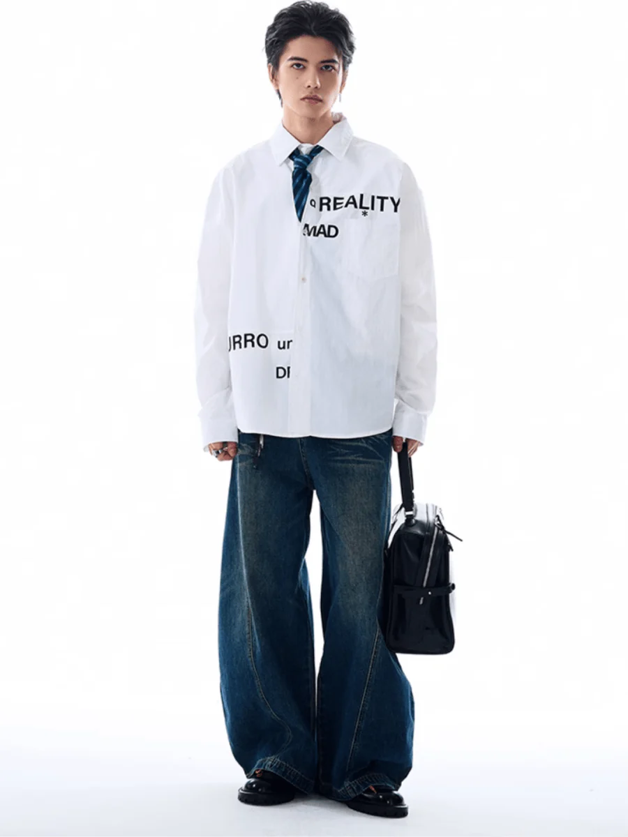 [MADWITCH] Original niche letter print shirt J0144