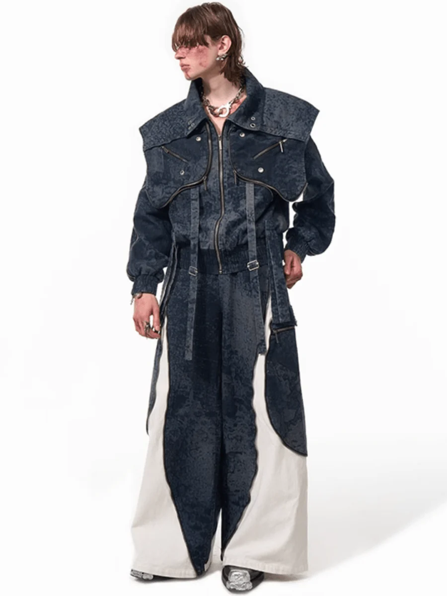 [STARTEXCEEDEND] Zipper structure splicing Jacket + Bottoms T0180