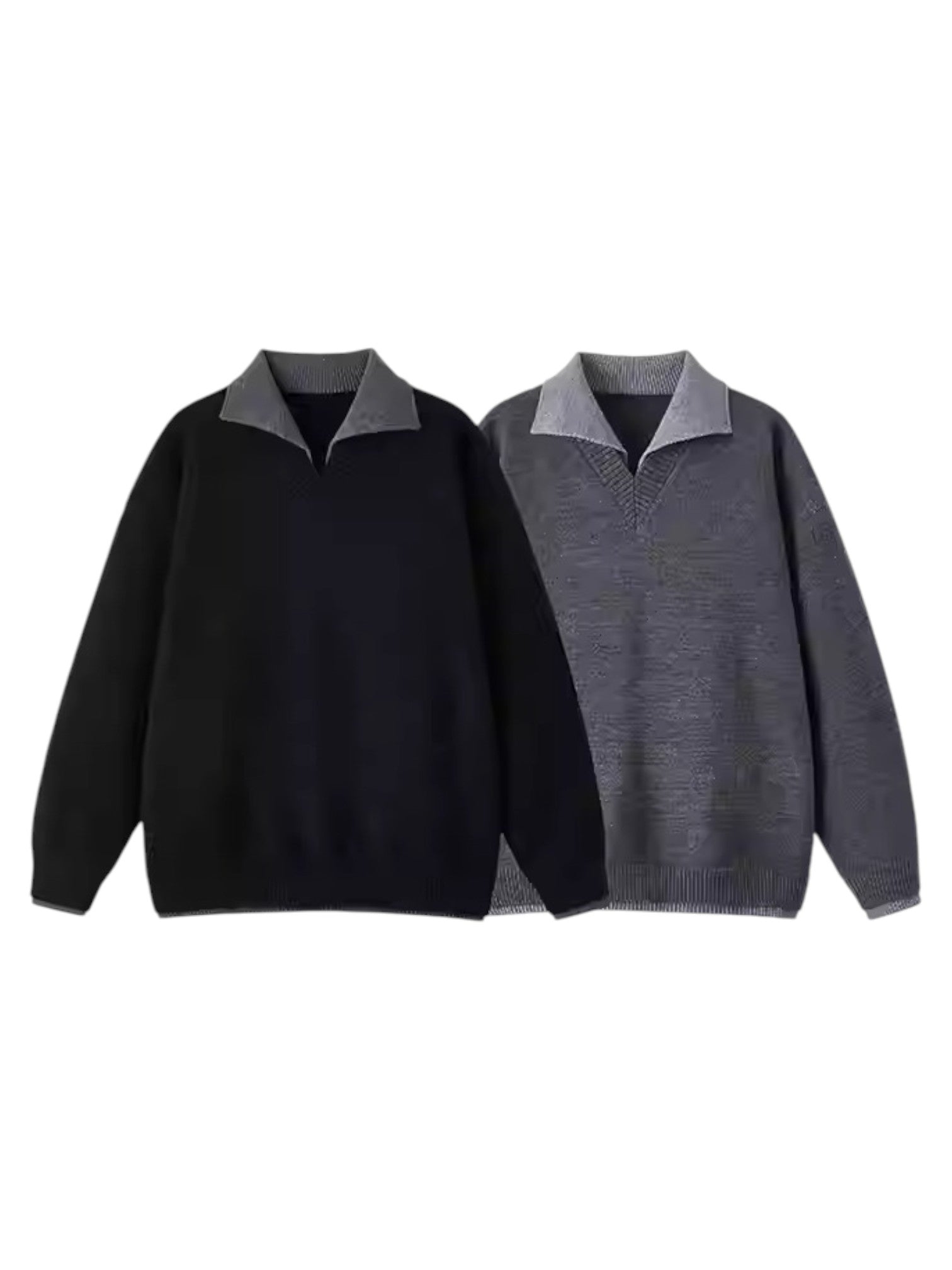 [W.K] CONTRAST-COLLAR POLO KNIT S0075