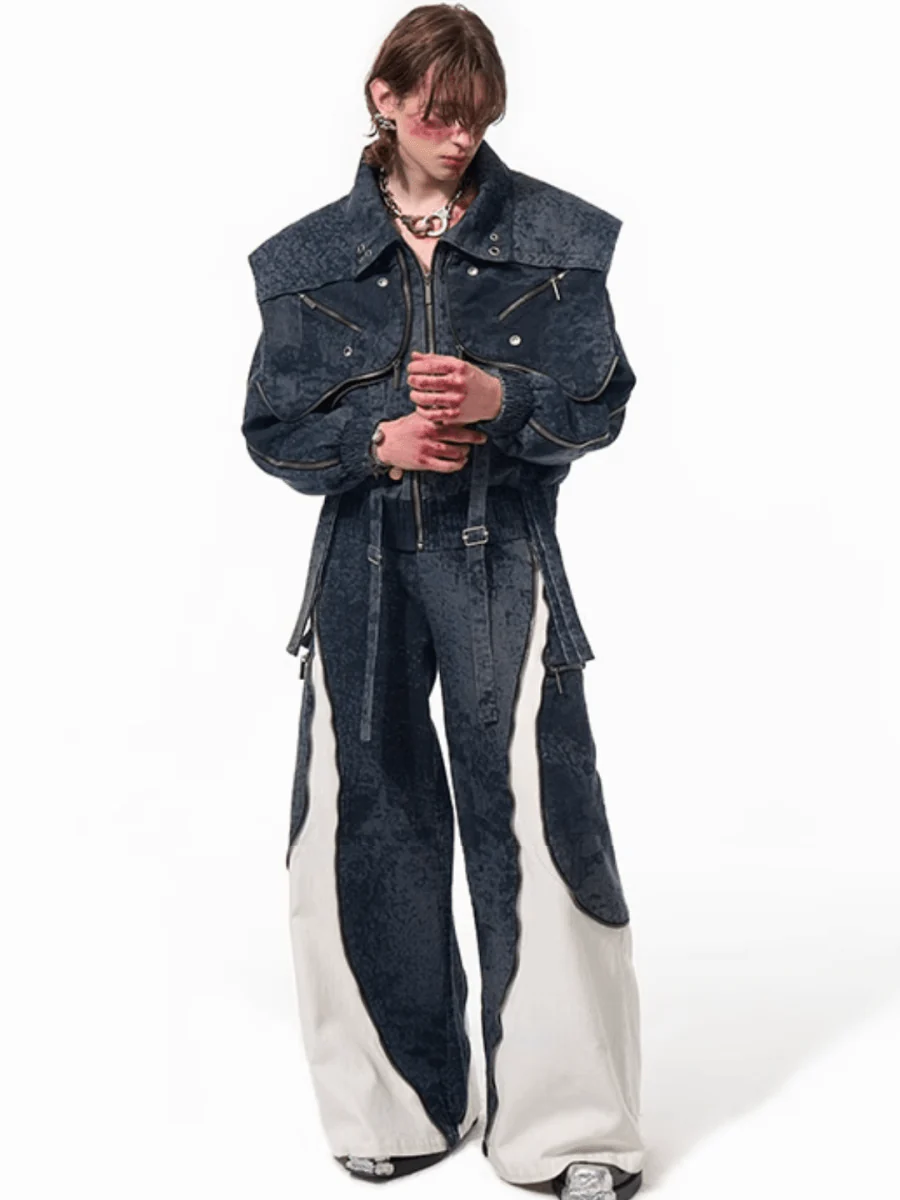 [STARTEXCEEDEND] Zipper structure splicing Jacket + Bottoms T0180