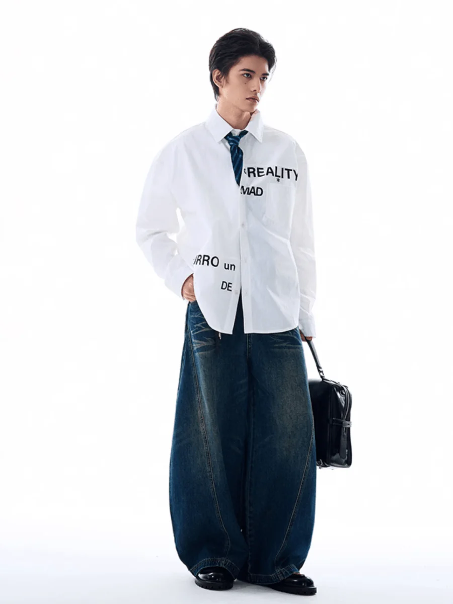 [MADWITCH] Original niche letter print shirt J0144