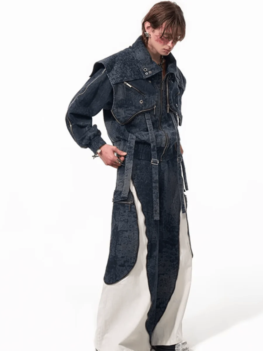 [STARTEXCEEDEND] Zipper structure splicing Jacket + Bottoms T0180